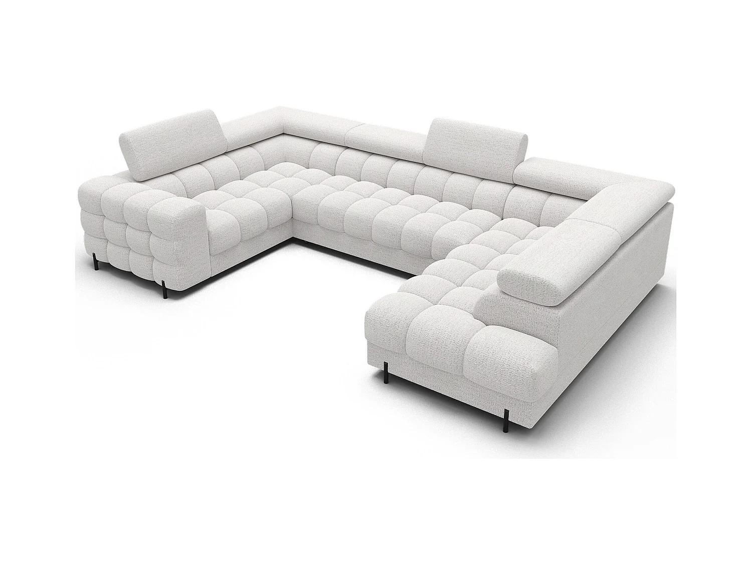 Grand canapé en U en tissu KARBON – Avec fonction lit et coffre-Blanc-Méridienne A droite