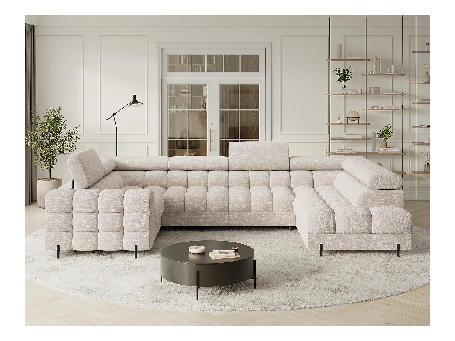 Ecksofa Brasilia UR/Stoffbezug/Bett&Bettbox/Beige