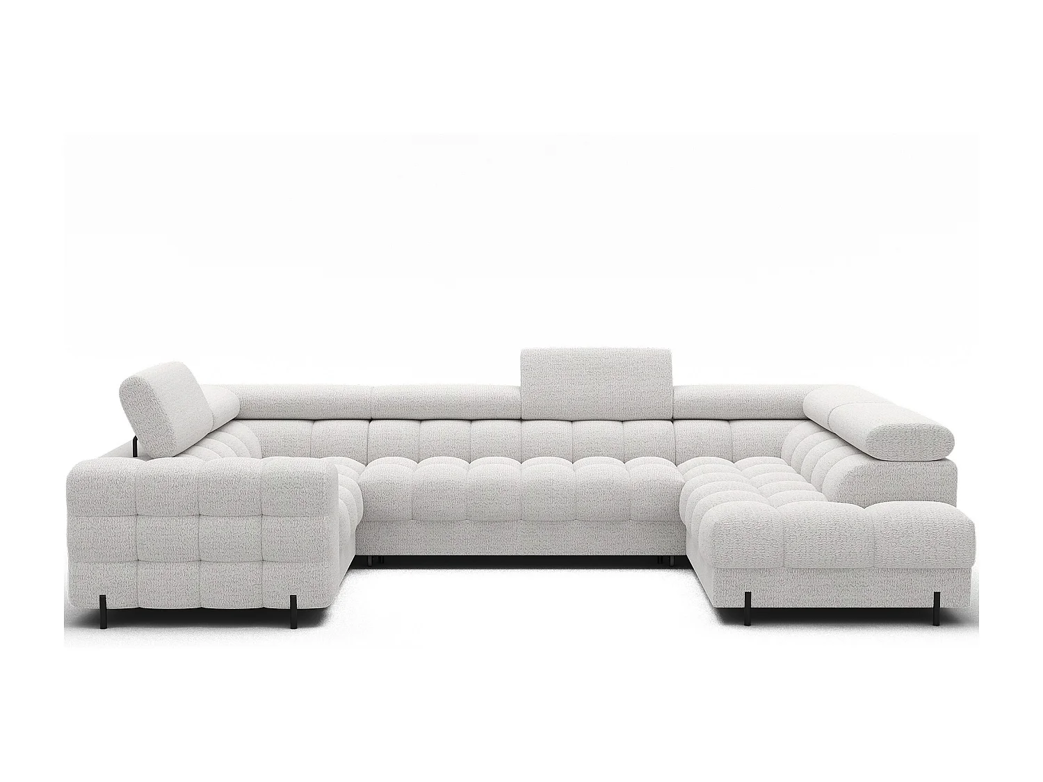 Grand canapé en U en tissu KARBON – Avec fonction lit et coffre-Blanc-Méridienne A droite