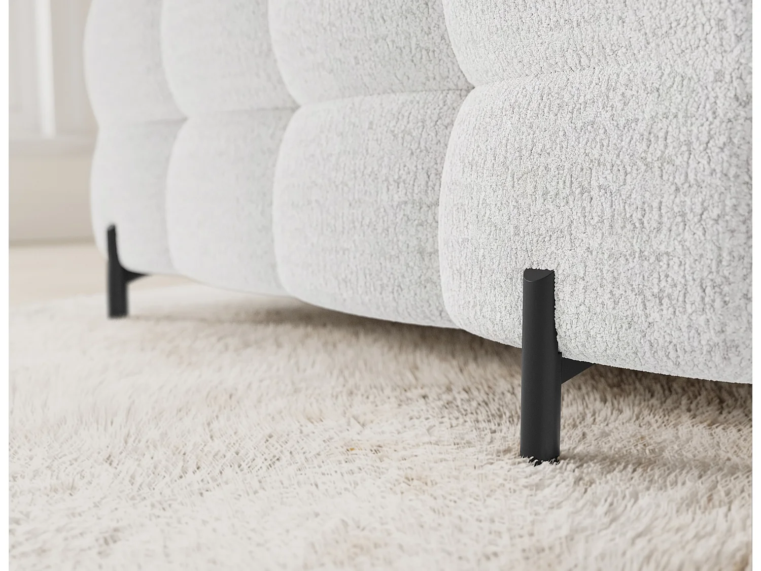 Grand canapé en U en tissu KARBON – Avec fonction lit et coffre-Blanc-Méridienne A droite