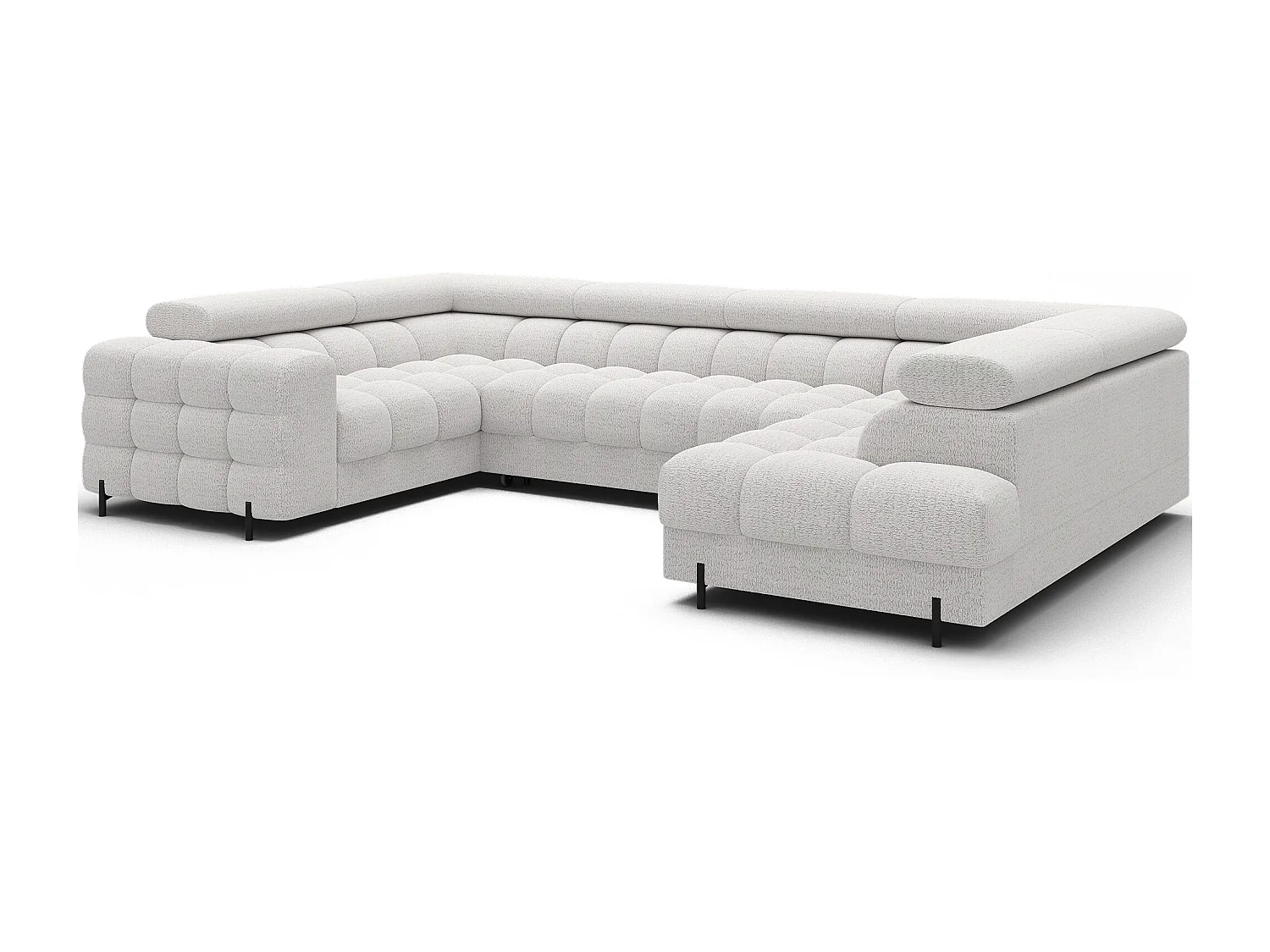 Grand canapé en U en tissu KARBON – Avec fonction lit et coffre-Blanc-Méridienne A droite