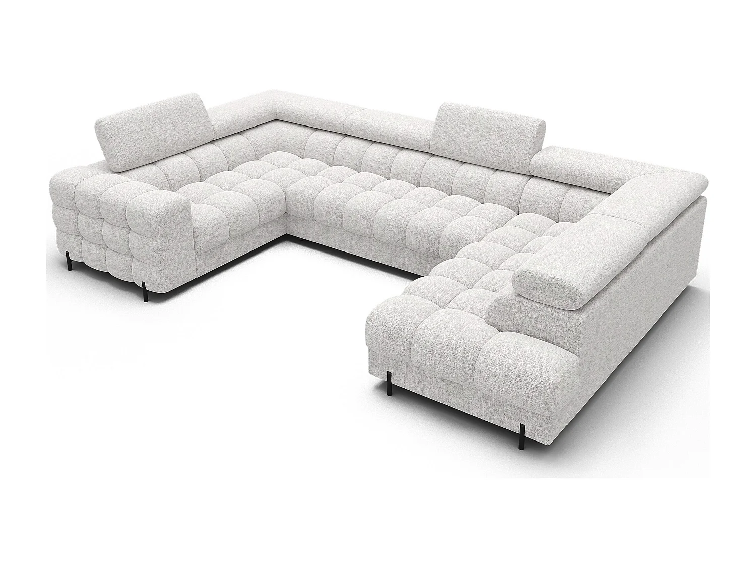 Grand canapé en U en tissu KARBON – Avec fonction lit et coffre-Blanc-Méridienne A droite