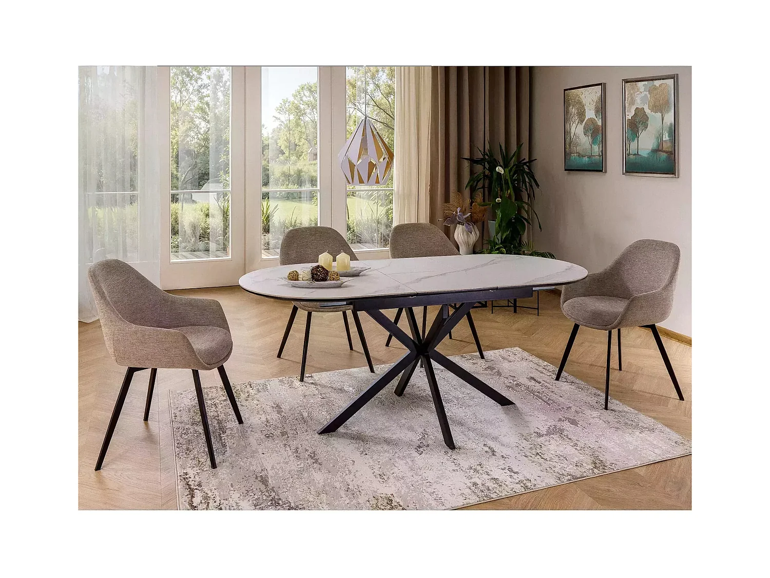 Tavolo da pranzo Gaston Premium XL (75x140-180)/Allungabile/Ceramica/Bianco