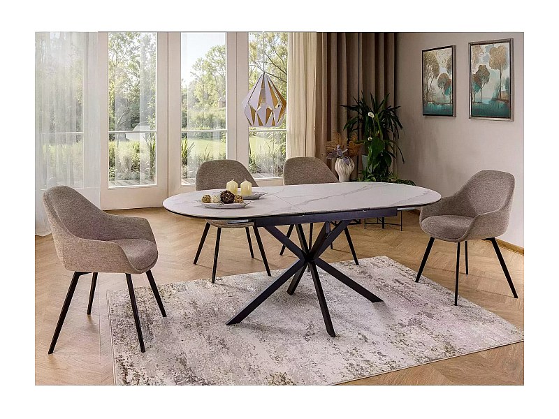 Table à manger Gaston Premium XL (75x140-180)/Extensible/Céramique/Blanc