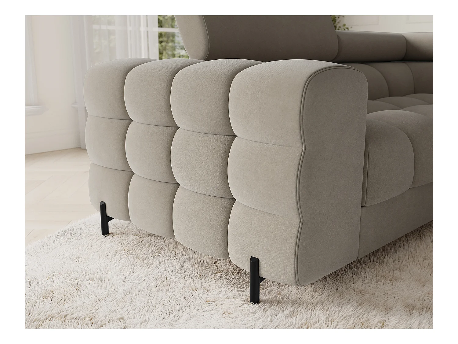 Canapé d'angle Brasilia UR/revêtement en tissu/lit et coffre de lit/Gris