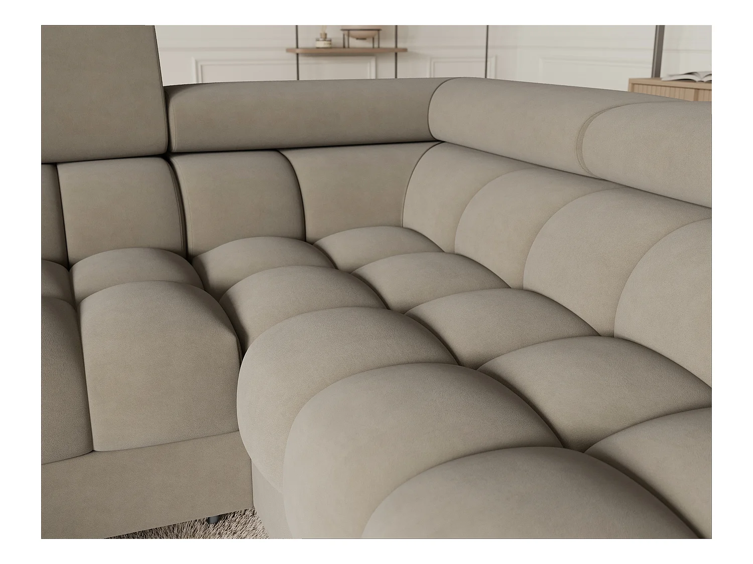 Canapé d'angle Brasilia UR/revêtement en tissu/lit et coffre de lit/Gris