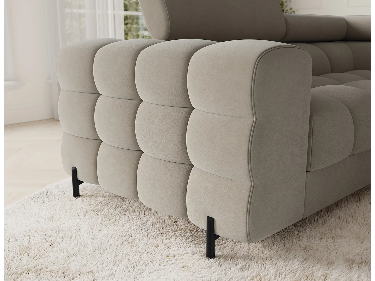 Canapé d'angle Brasilia UR/revêtement en tissu/lit et coffre de lit/Gris