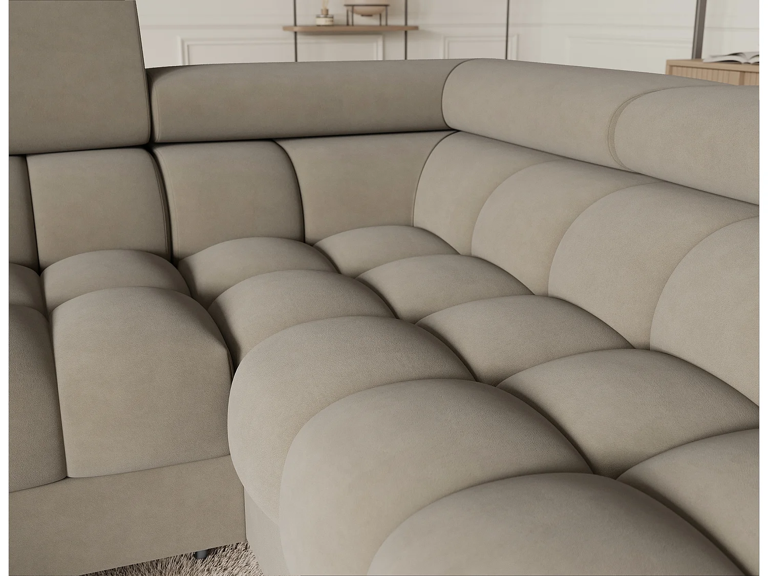 Canapé d'angle Brasilia UR/revêtement en tissu/lit et coffre de lit/Gris