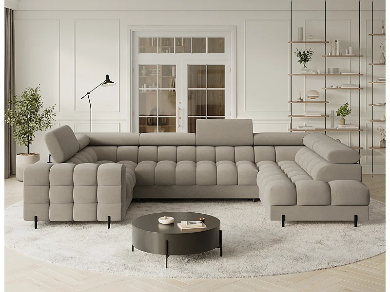 Ecksofa Brasilia UR/Stoffbezug/Bett&Bettbox/Grau