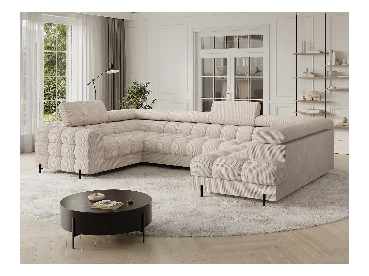 Ecksofa Brasilia UR/Stoffbezug/Bett&Bettbox/Beige