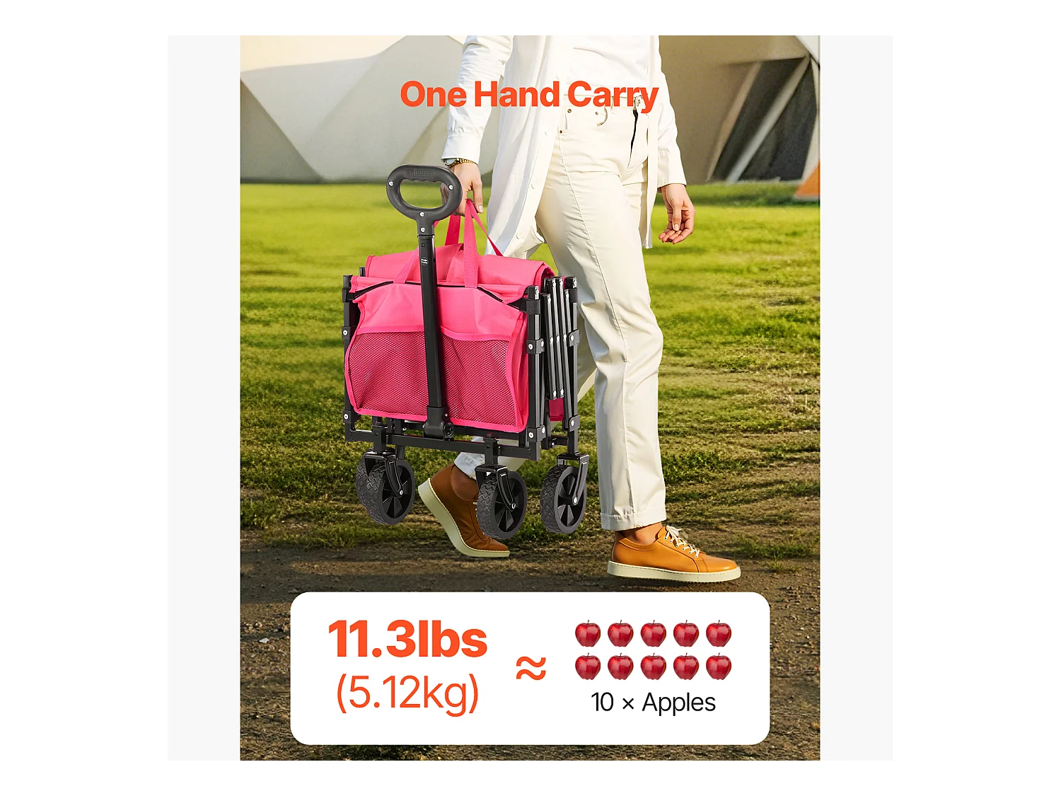 Chariot de Transport SucceBuy Chariot de Jardin Pliable Robuste Extérieur 120 L 102 kg Rose