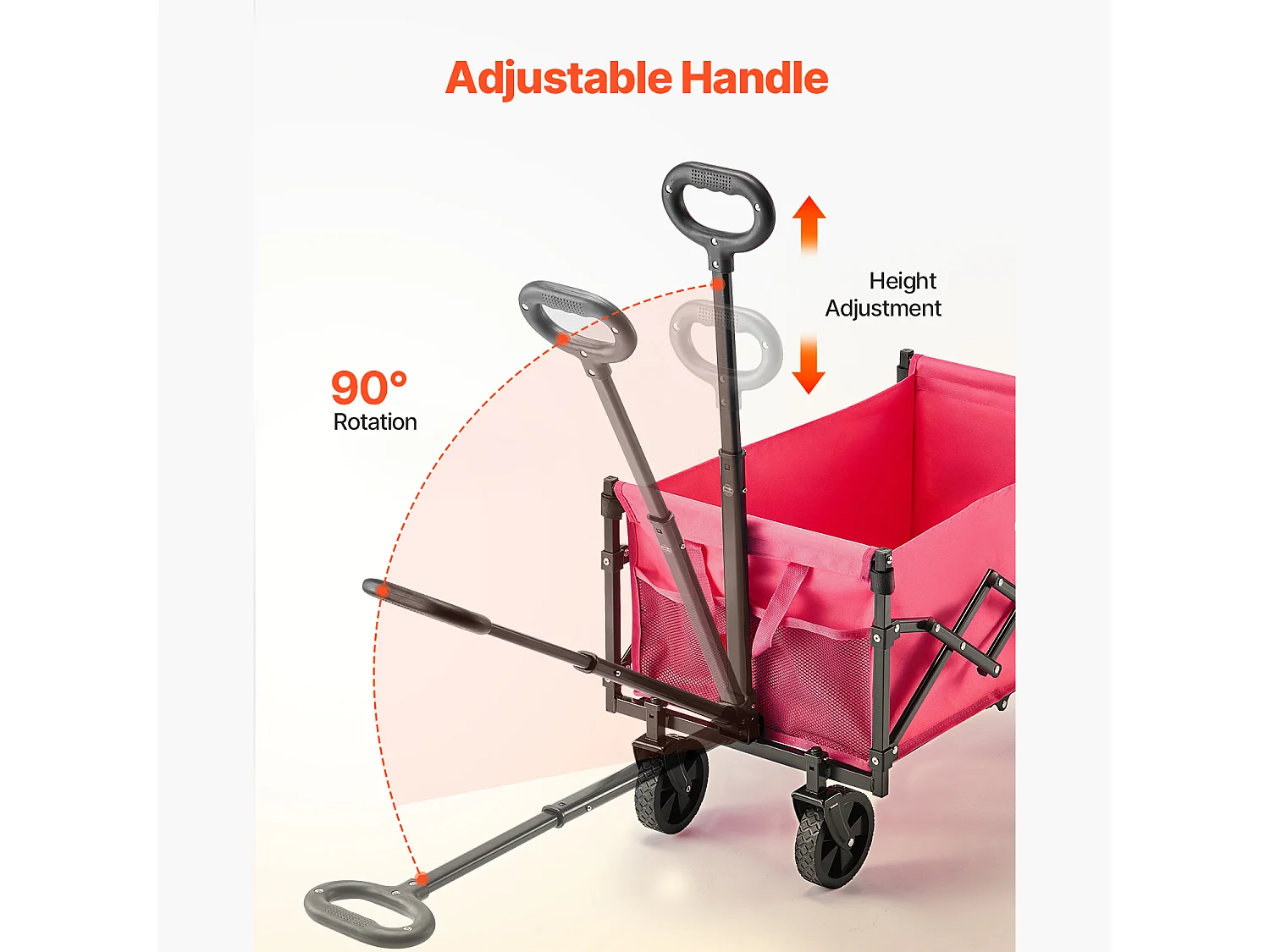 Chariot de Transport SucceBuy Chariot de Jardin Pliable Robuste Extérieur 120 L 102 kg Rose