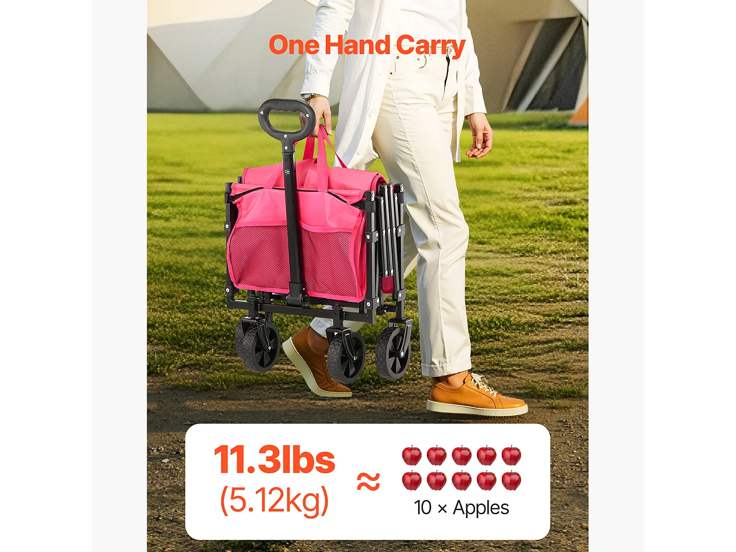 Chariot de Transport SucceBuy Chariot de Jardin Pliable Robuste Extérieur 120 L 102 kg Rose