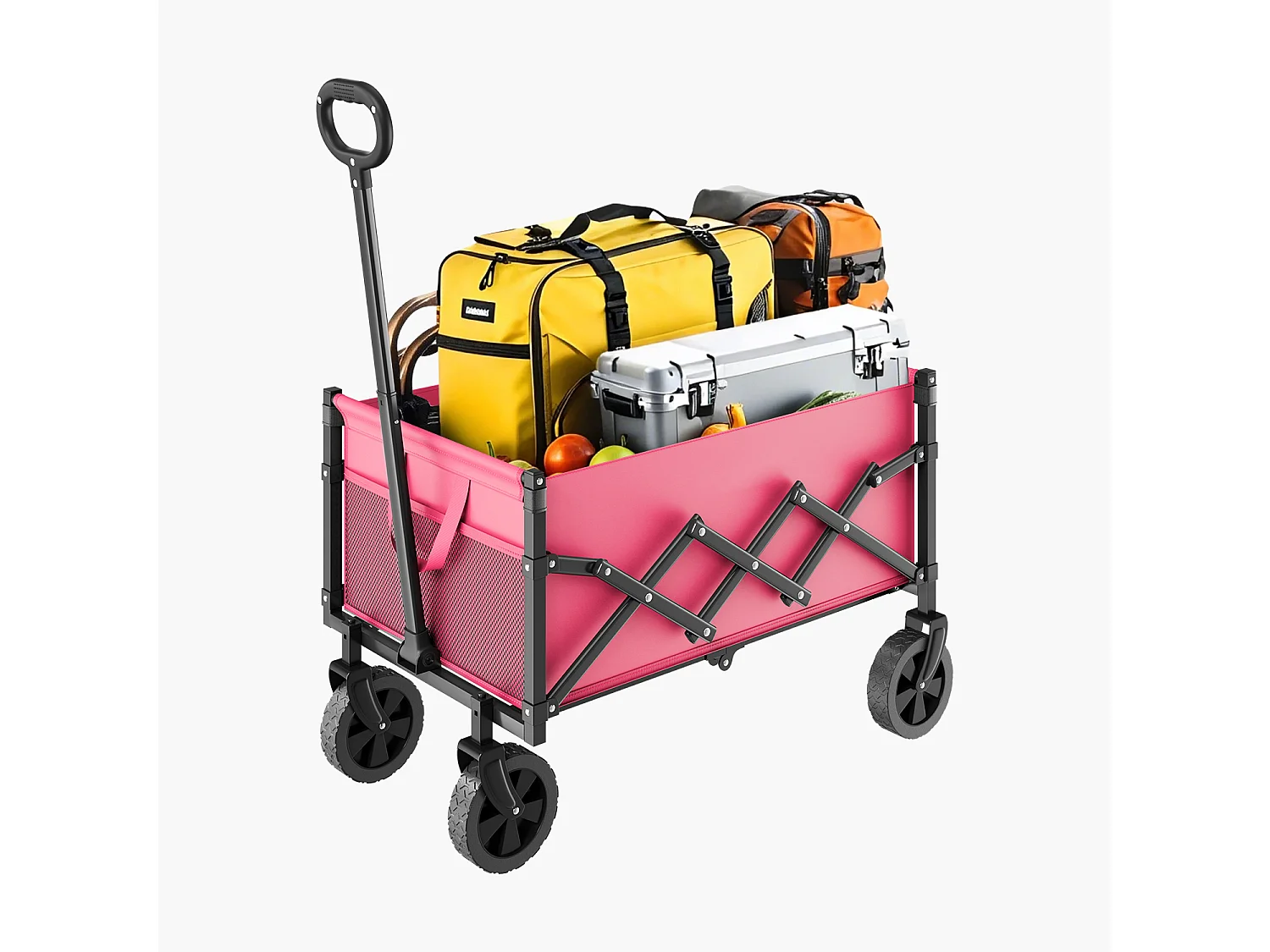 Chariot de Transport SucceBuy Chariot de Jardin Pliable Robuste Extérieur 120 L 102 kg Rose