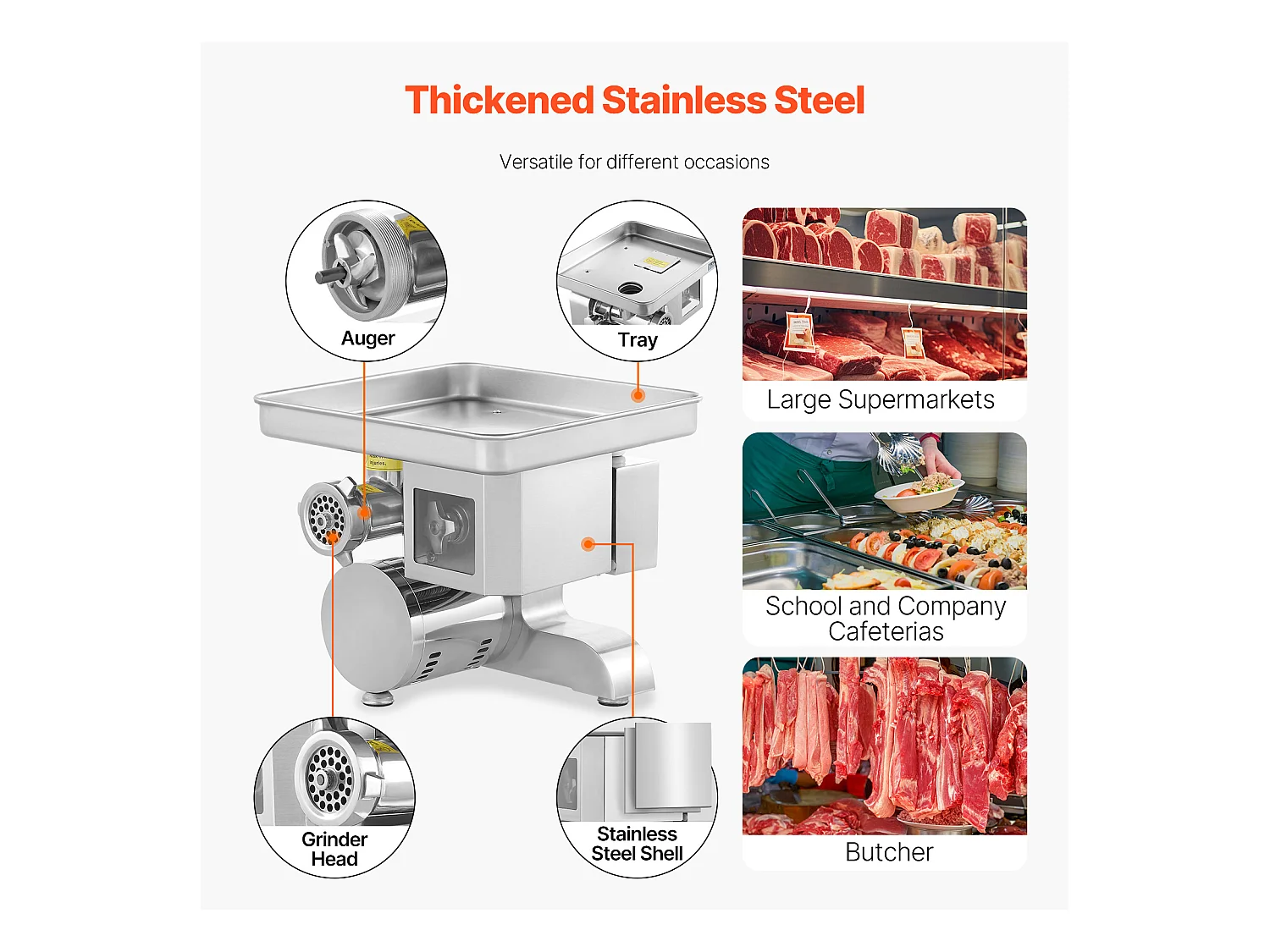 Commerciële Elektrische Vleeshaaker SucceBuy , Snijmachine van 5 kg/Minuut en Worstvuller