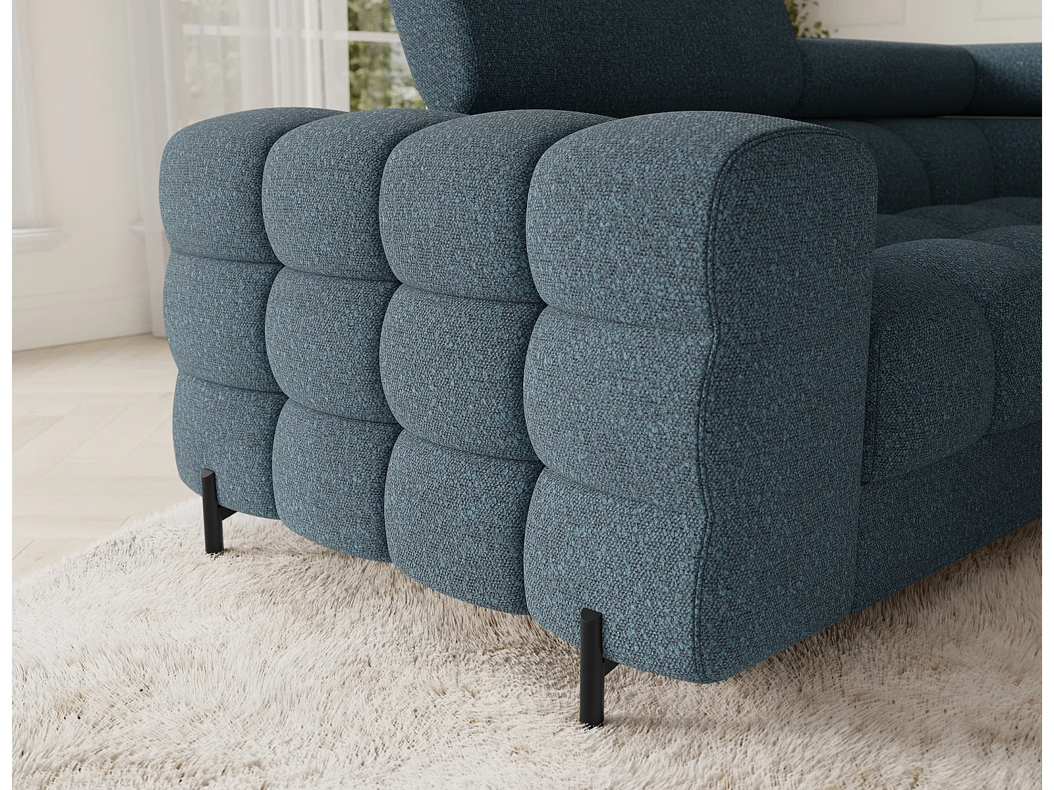 Ecksofa Brasilia UR/Stoffbezug/Bett&Bettbox/Blau