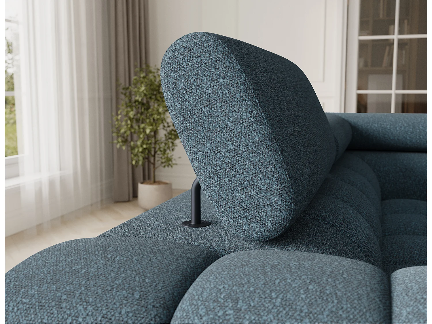 Ecksofa Brasilia UR/Stoffbezug/Bett&Bettbox/Blau