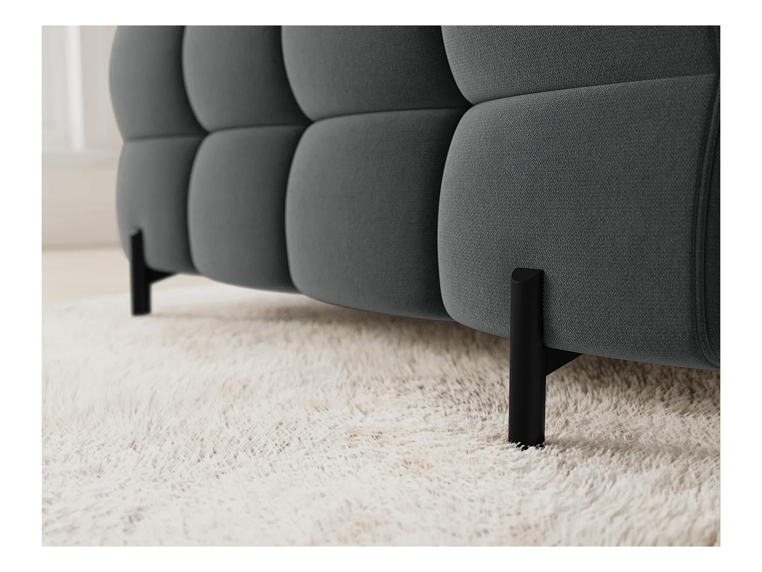 Grand canapé en U en tissu KARBON – Avec fonction lit et coffre-Gris anthracite-Méridienne A droite