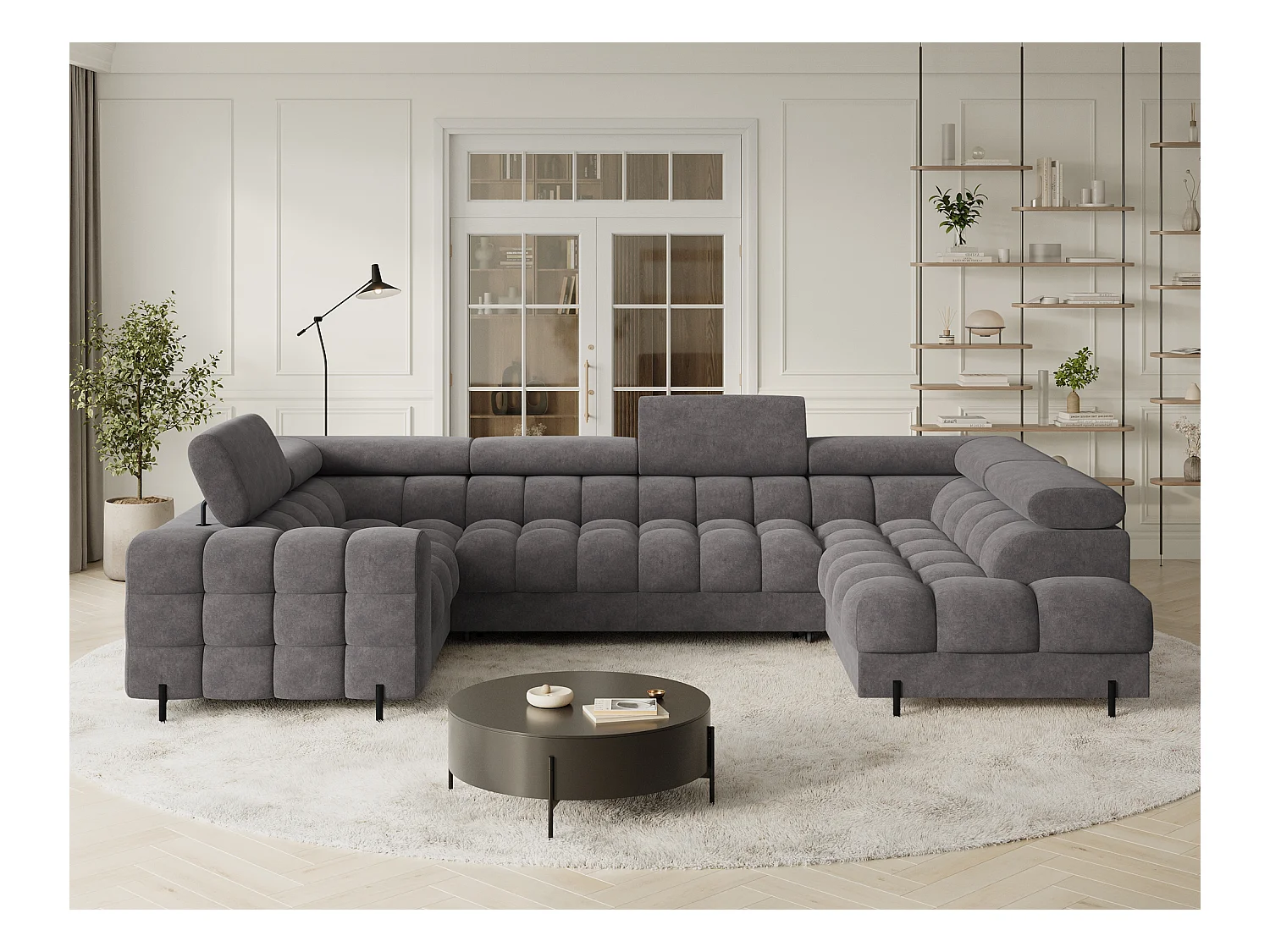 Ecksofa Brasilia UR/Stoffbezug/Bett&Bettbox/Anthrazit