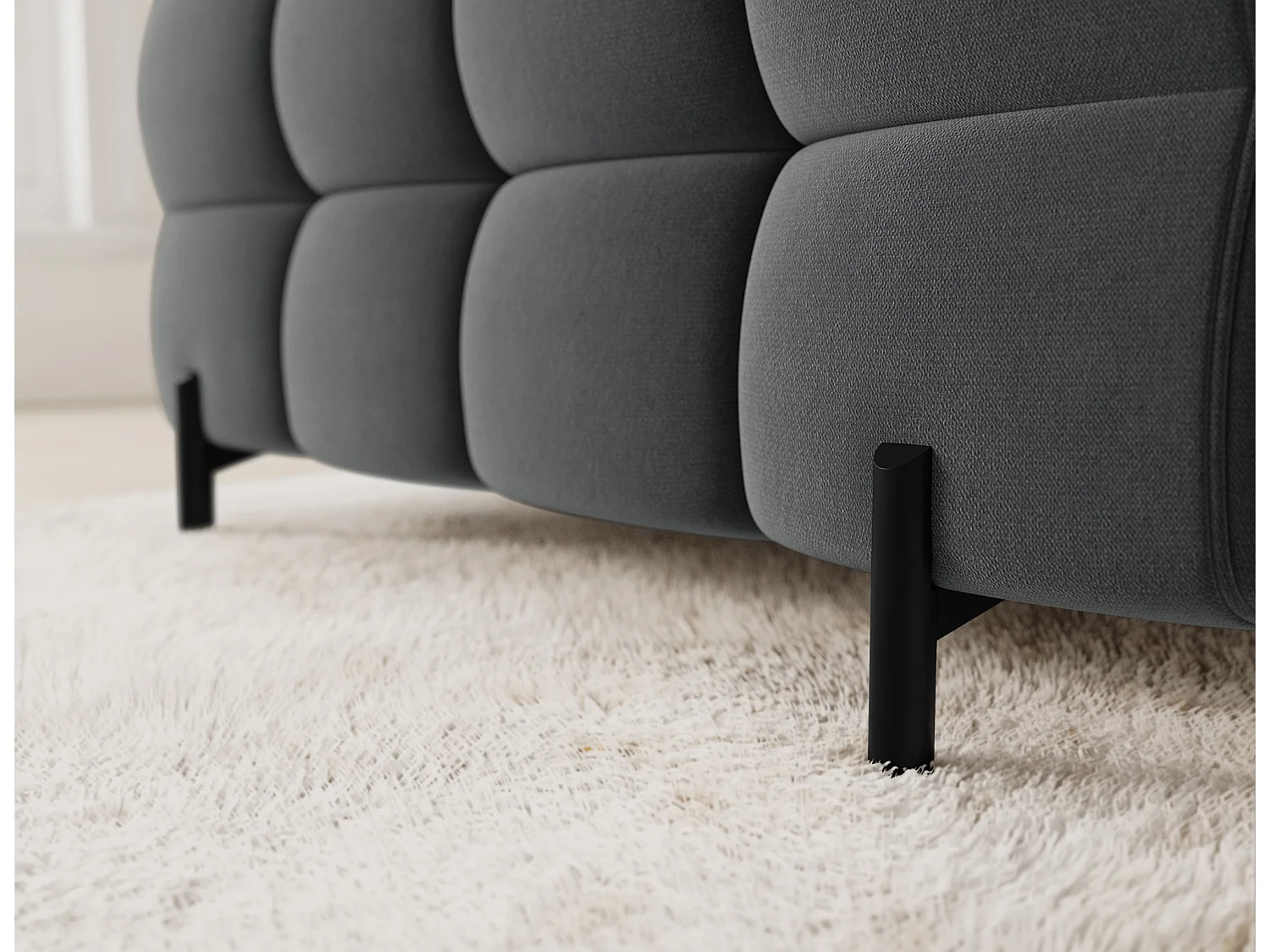 Grand canapé en U en tissu KARBON – Avec fonction lit et coffre-Gris anthracite-Méridienne A droite