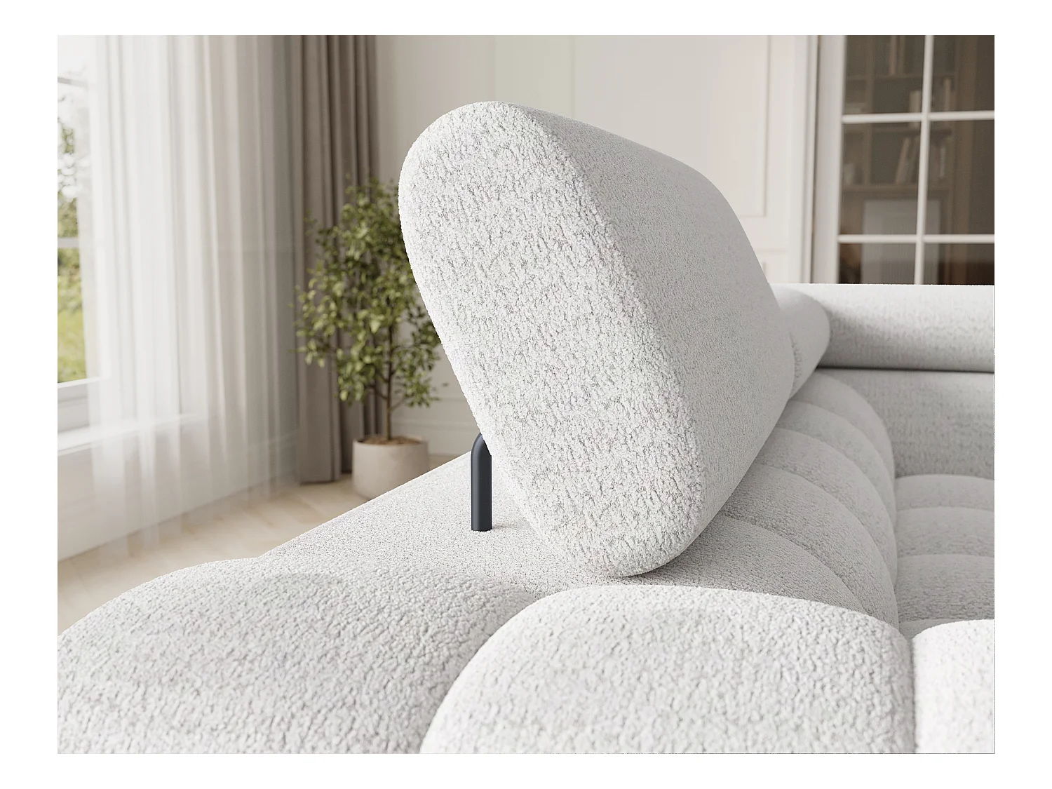 Canapé d'angle Brasilia UR/revêtement en tissu/lit et coffre de lit/Blanc-Bouclé