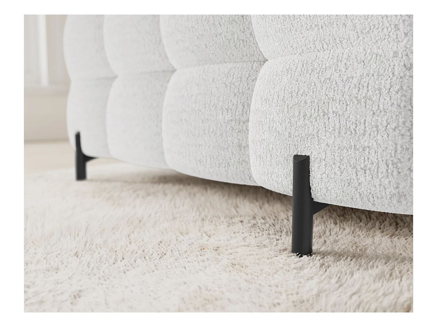 Canapé d'angle Brasilia UR/revêtement en tissu/lit et coffre de lit/Blanc-Bouclé