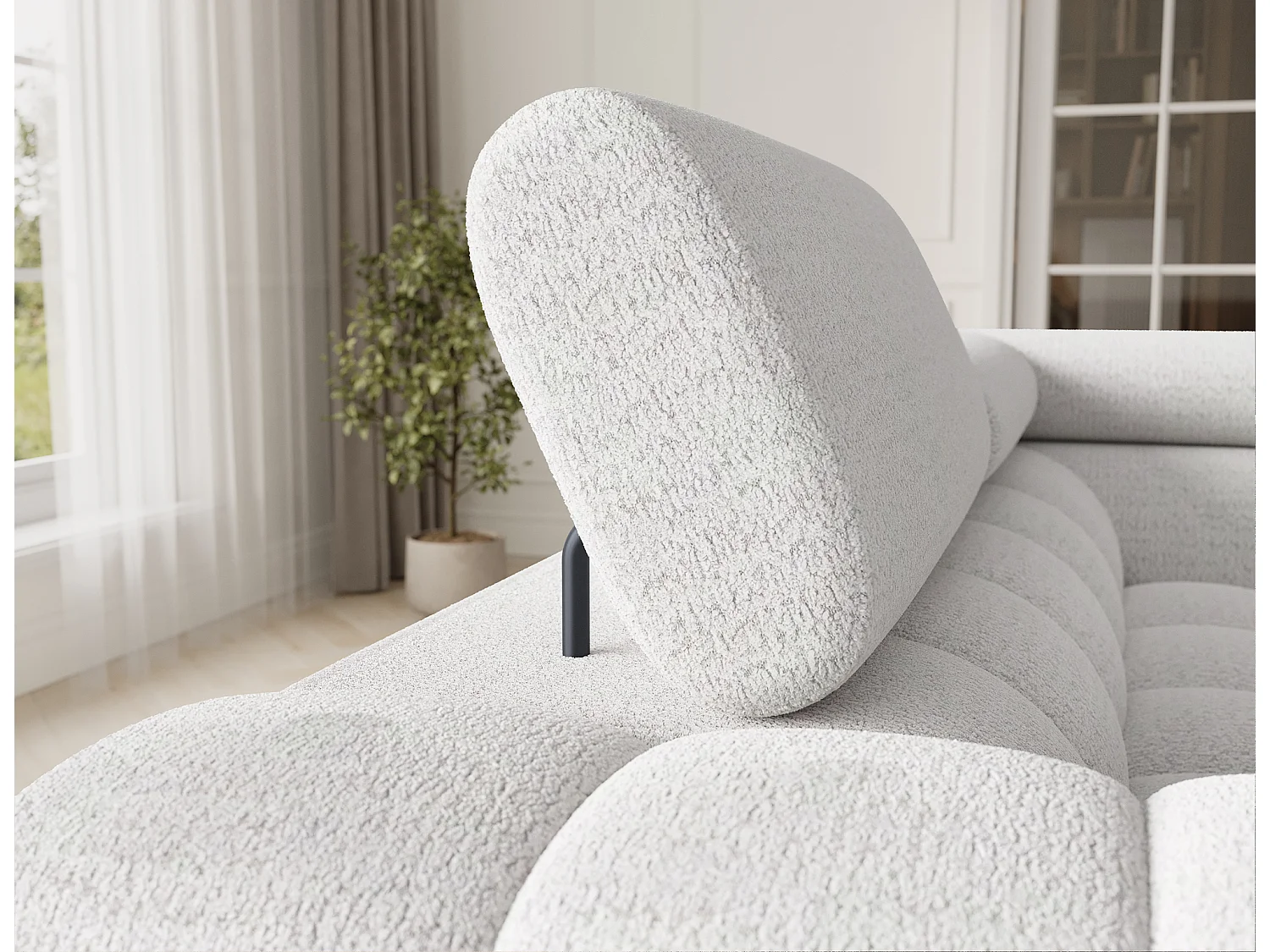 Canapé d'angle Brasilia UR/revêtement en tissu/lit et coffre de lit/Blanc-Bouclé