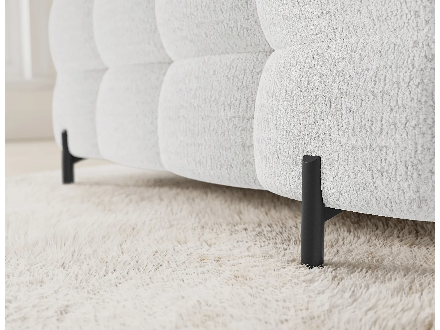 Canapé d'angle Brasilia UR/revêtement en tissu/lit et coffre de lit/Blanc-Bouclé