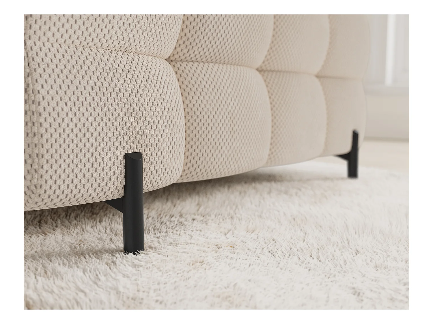 Grand canapé en U en tissu KARBON – Avec fonction lit et coffre-Beige clair-Méridienne A gauche