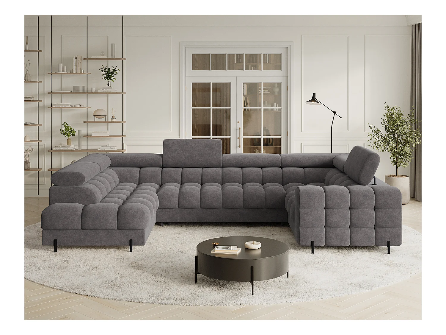 Ecksofa Brasilia UL/Stoffbezug/Bett&Bettbox/Anthrazit