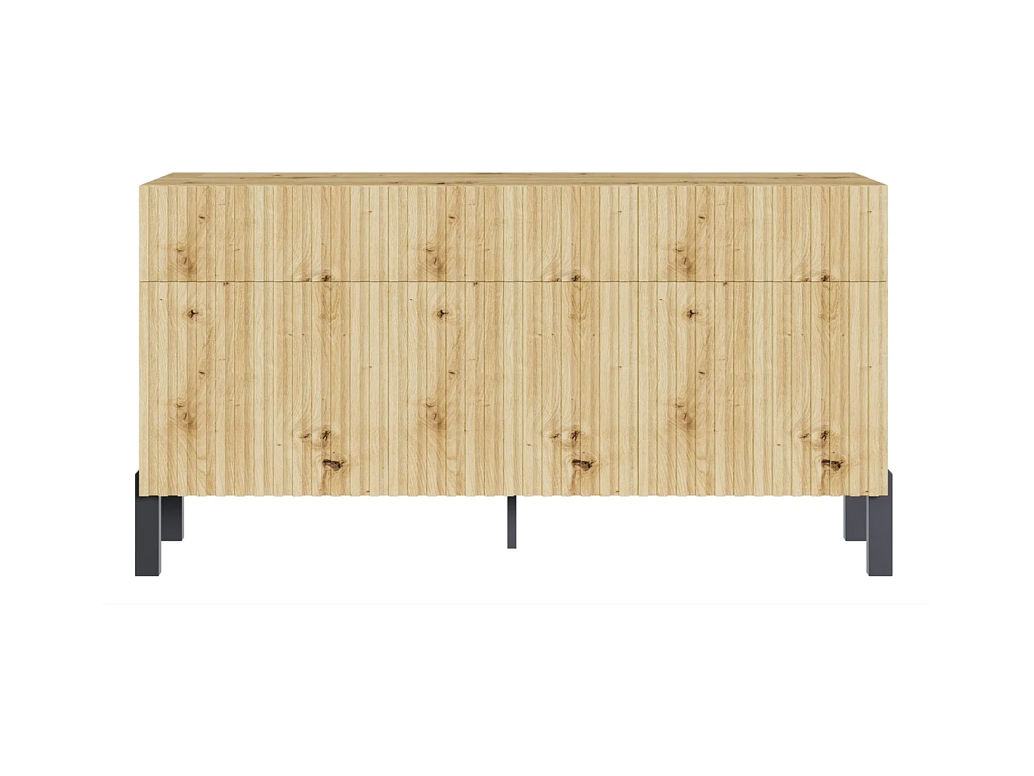 Buffet 3 portes – trois tiroirs et façade à lamelles – 154 cm – chêne artisan – TELIRE