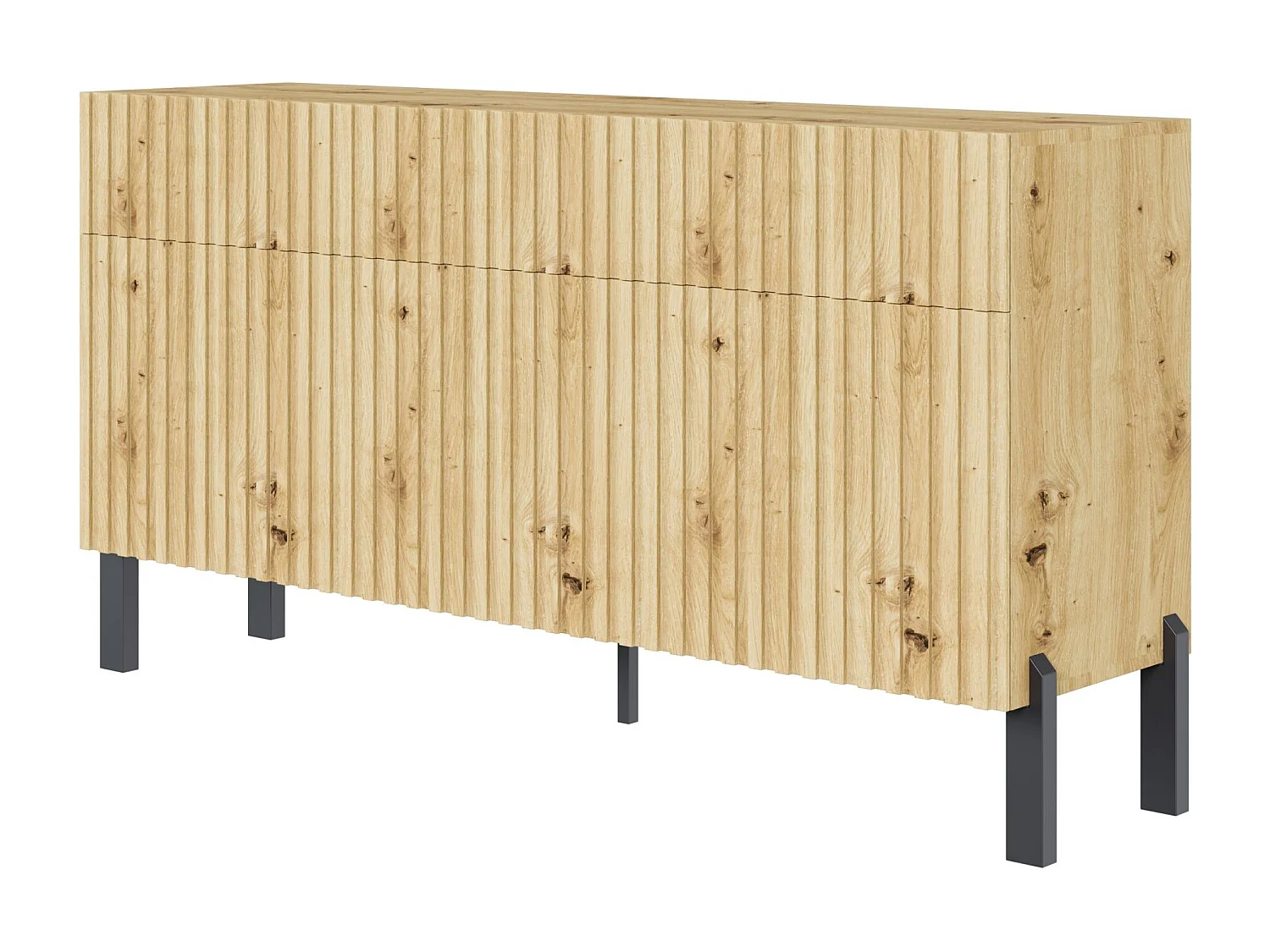 Dressoir met 3 deuren – drie lades en lamellenfront – 154 cm – eiken artisan – TELIRE