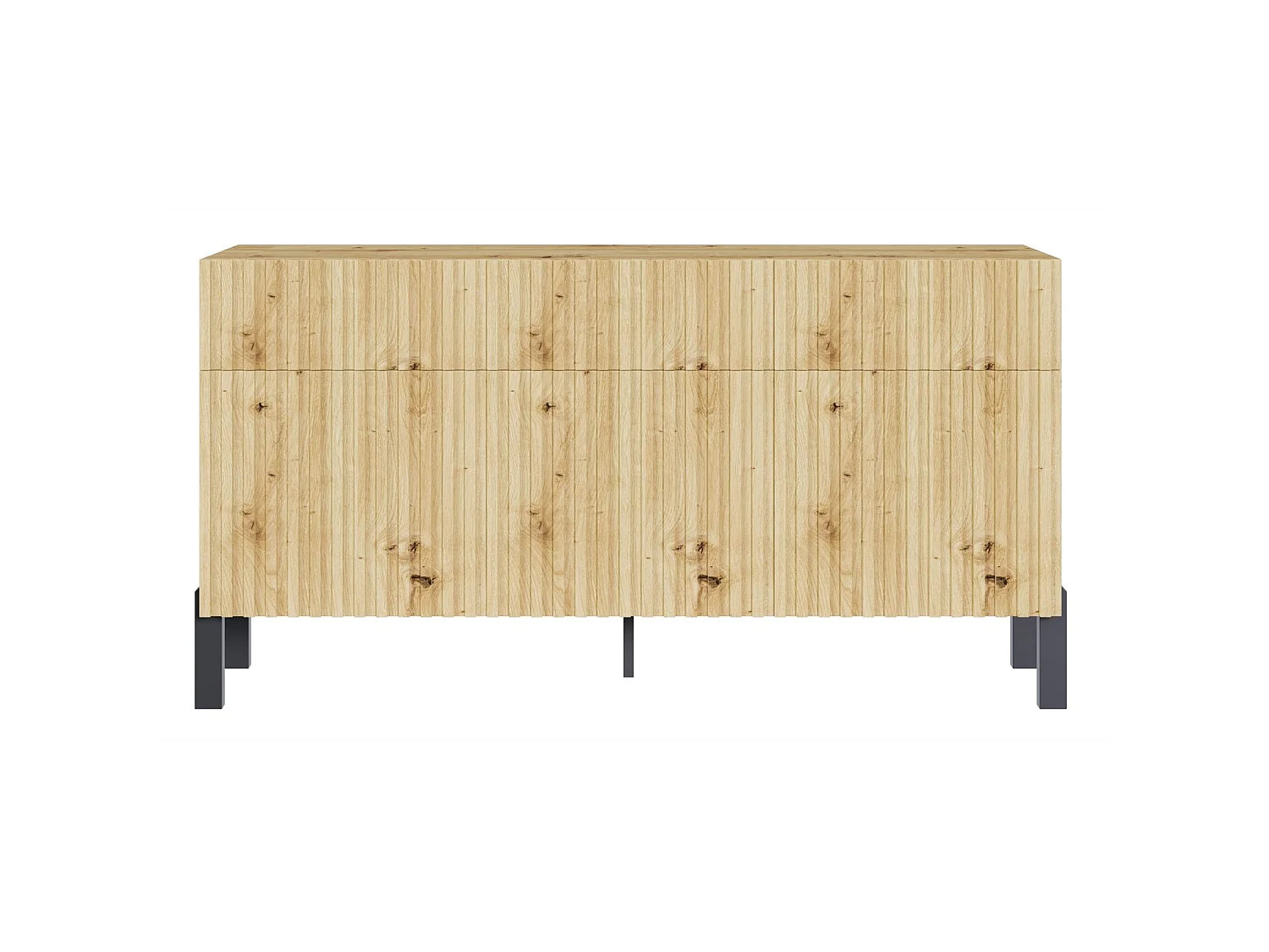 Buffet 3 portes – trois tiroirs et façade à lamelles – 154 cm – chêne artisan – TELIRE