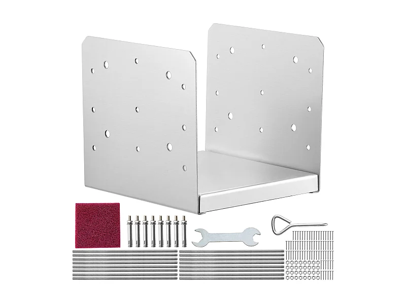 Kit de Supports SucceBuy 4Pcs 20 × 20 cm Support d'Ancrage de Poteau de Pont en Béton Réglable