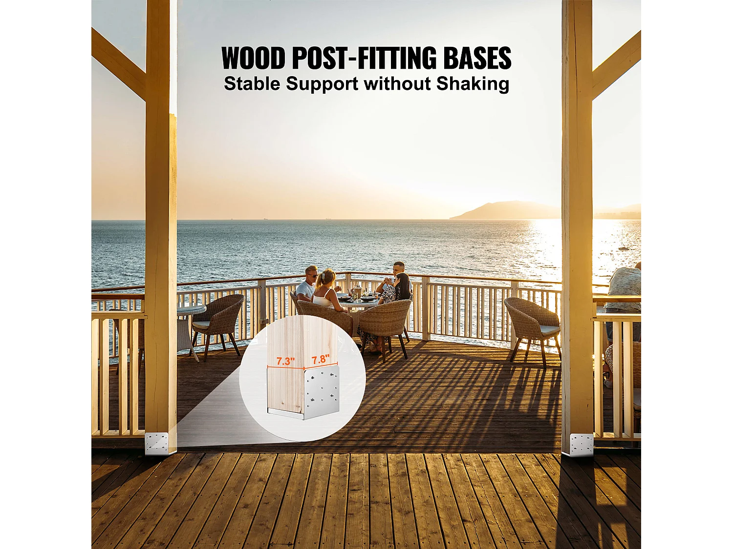 Kit de Supports SucceBuy 4Pcs 20 × 20 cm Support d'Ancrage de Poteau de Pont en Béton Réglable