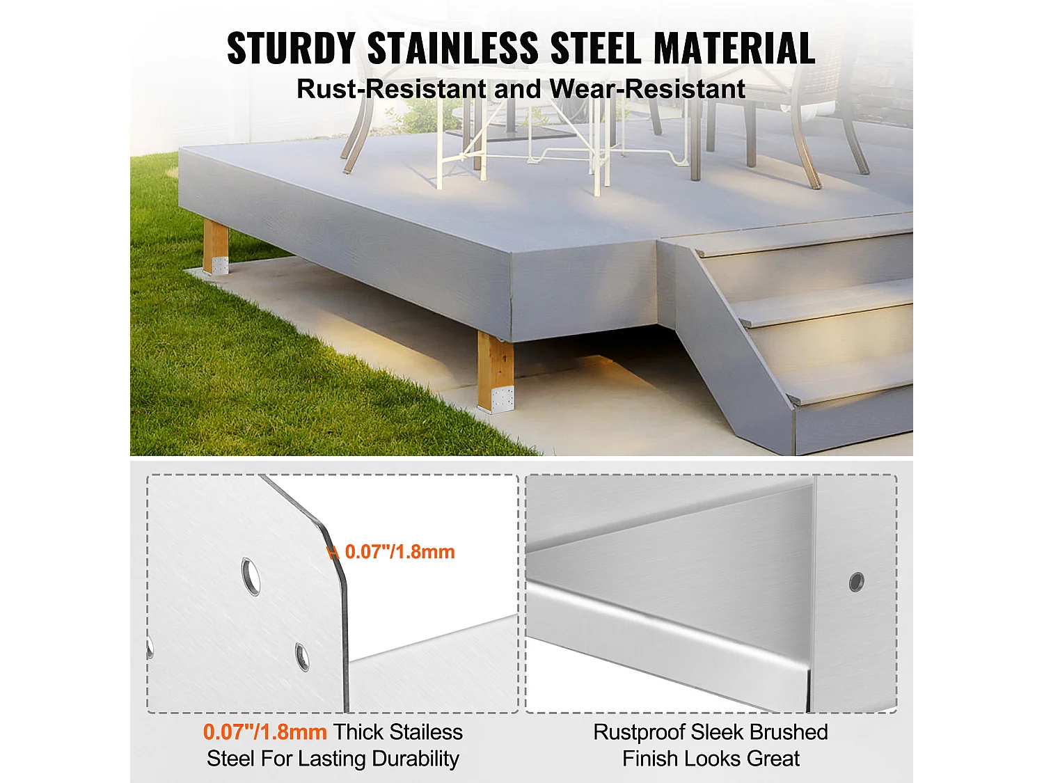 Kit de Supports SucceBuy 4Pcs 20 × 20 cm Support d'Ancrage de Poteau de Pont en Béton Réglable