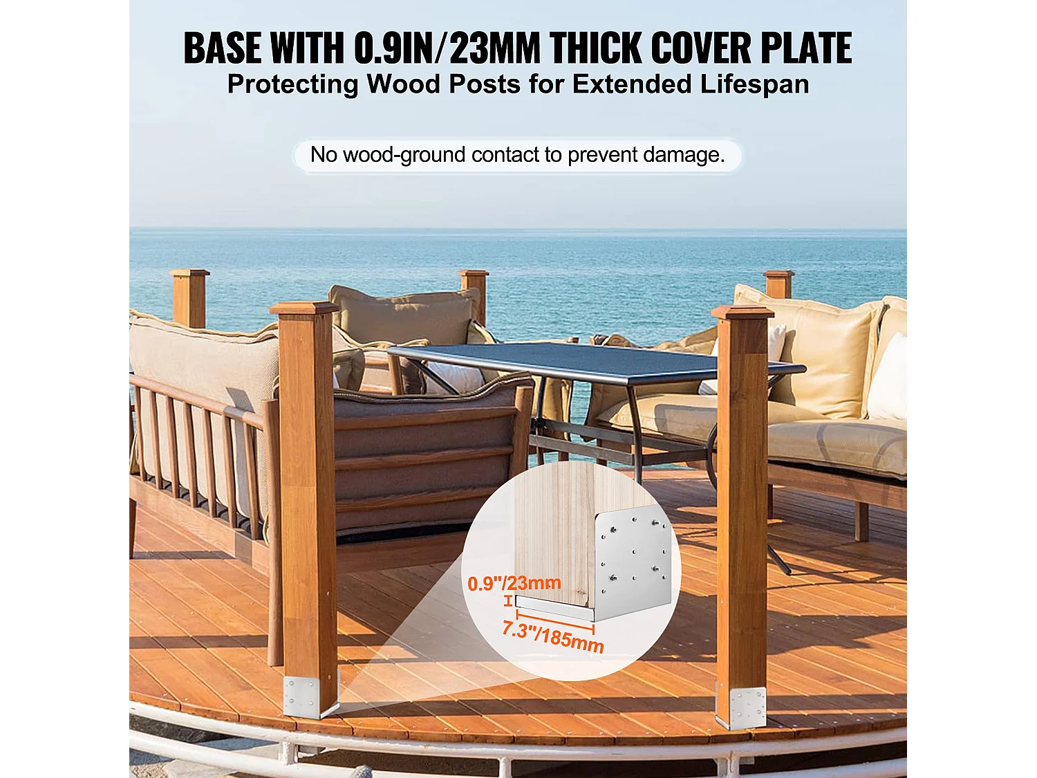 Kit de Supports SucceBuy 4Pcs 20 × 20 cm Support d'Ancrage de Poteau de Pont en Béton Réglable