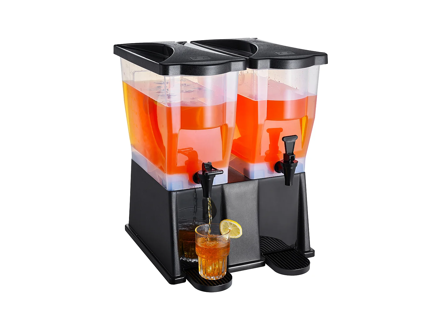 Drankdispenser SucceBuy 2 x Drankdispensers van 11L, Plastic, Standaard en Deksel met Kraantje, voor Feesten, Sap, Thee, Water, Restaurants en Hotels.
