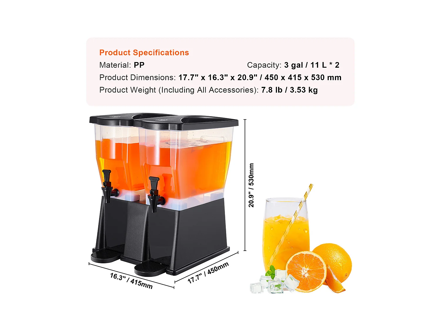 Drankdispenser SucceBuy 2 x Drankdispensers van 11L, Plastic, Standaard en Deksel met Kraantje, voor Feesten, Sap, Thee, Water, Restaurants en Hotels.
