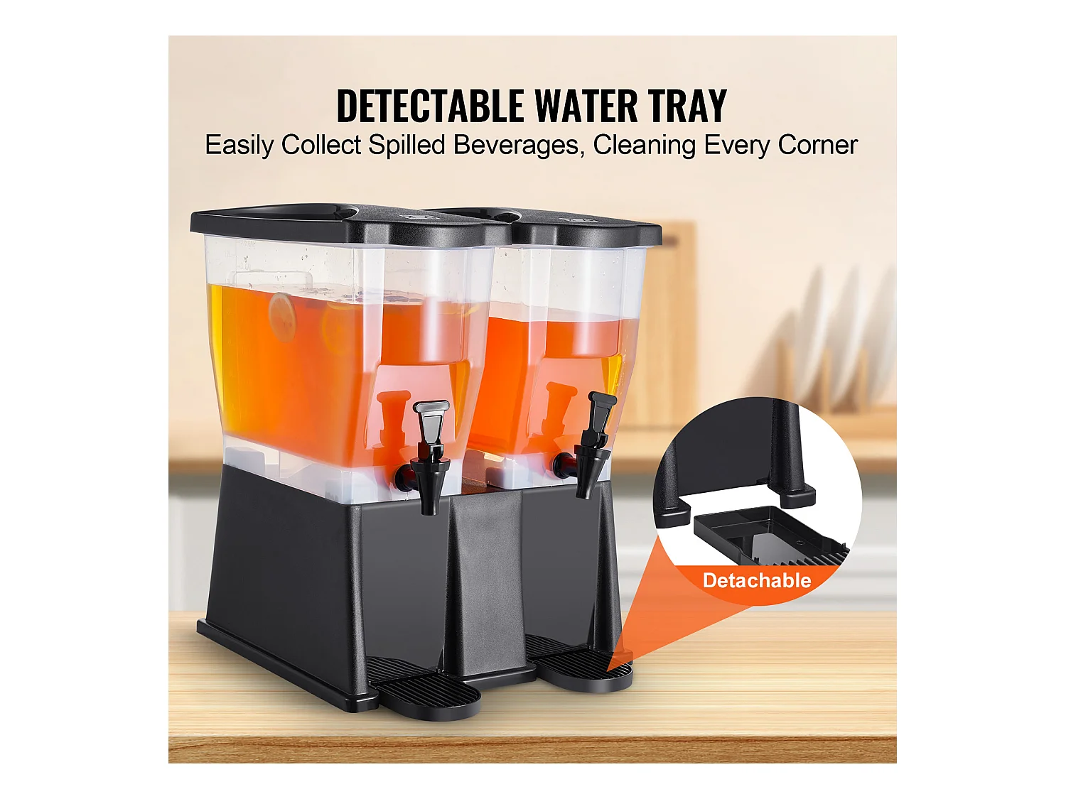 Drankdispenser SucceBuy 2 x Drankdispensers van 11L, Plastic, Standaard en Deksel met Kraantje, voor Feesten, Sap, Thee, Water, Restaurants en Hotels.