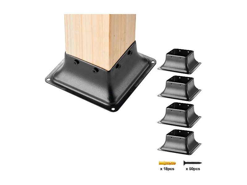 Zestaw Wsparcia SucceBuy 4-Pak Wytrzymałych Wsporników Podstawy Słupka 10 × 10 cm do Standardowych Drewnianych Kotew