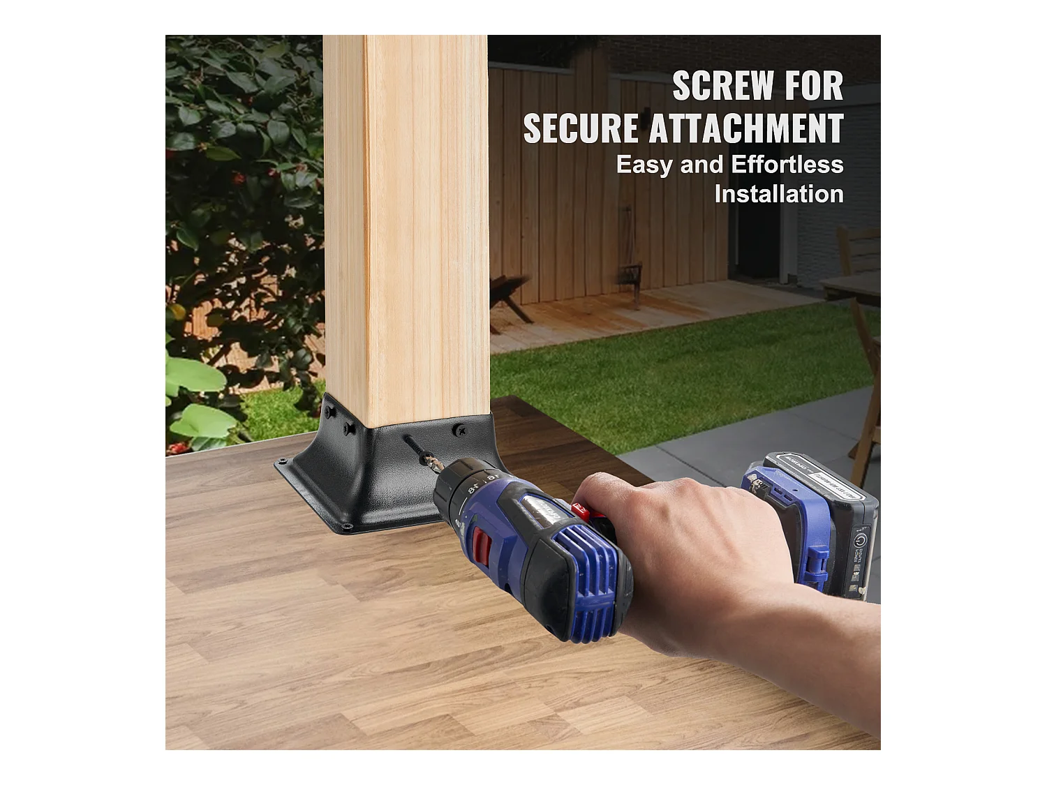 Kit de Supports SucceBuy Lot de 4 Supports de Base de Poteau Robustes 10 × 10 cm pour Ancrages en Bois Standard