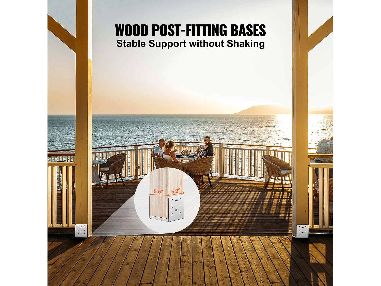 Kit de Supports SucceBuy Lot de 10 Supports d'Ancrage Réglables pour Poteaux de Terrasse en Béton 15 × 15 cm