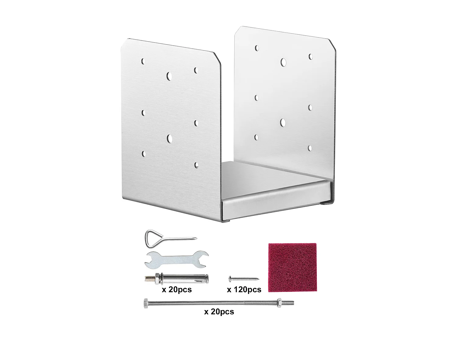 Kit de Supports SucceBuy Lot de 10 Supports d'Ancrage Réglables pour Poteaux de Terrasse en Béton 15 × 15 cm