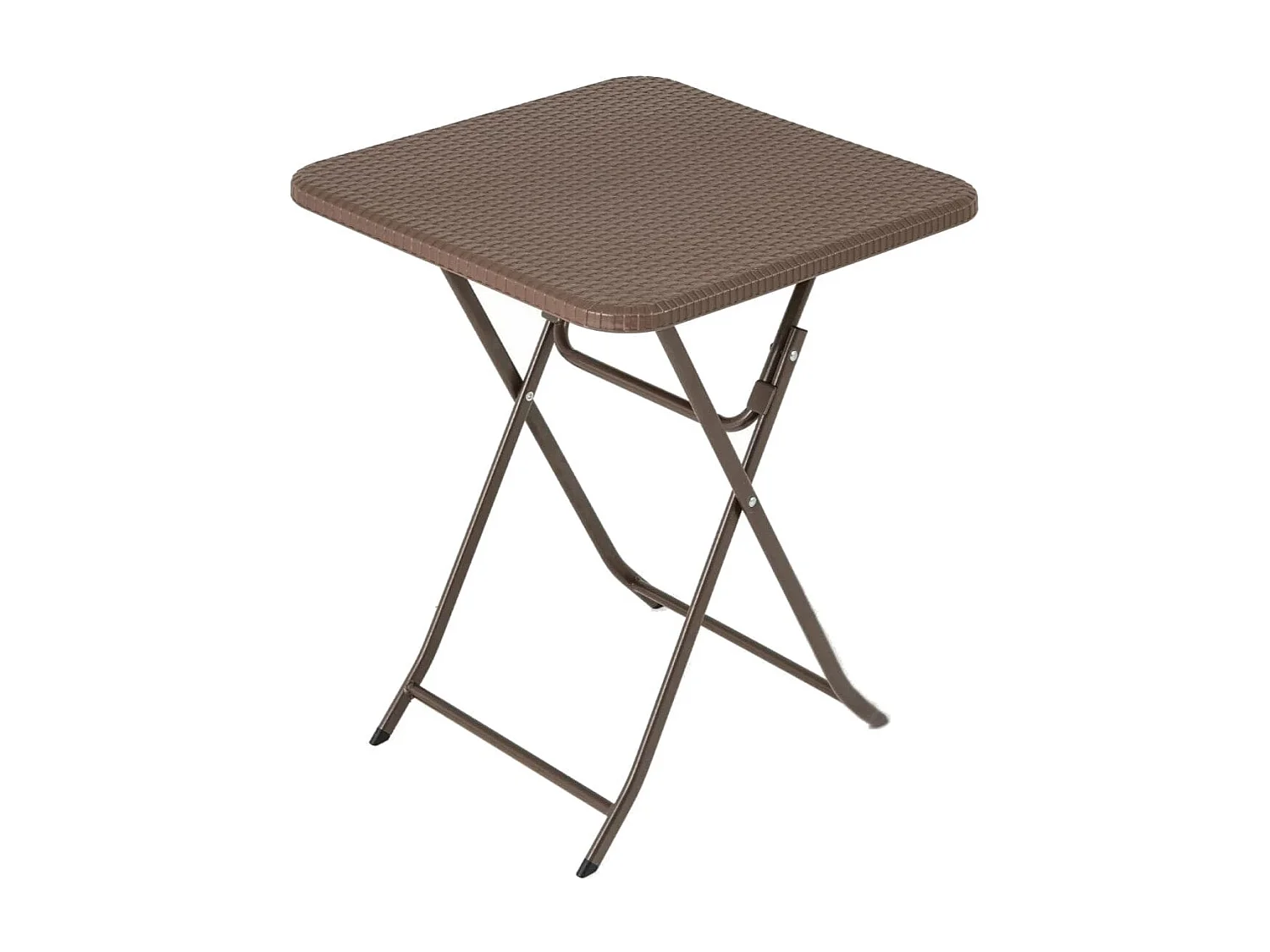 Table de Jardin Pliante Carrée de 60cm Table Basse Extérieur en Plastique avec Plateau en Rotin PE Plateau en Métal Charge 50kg Café