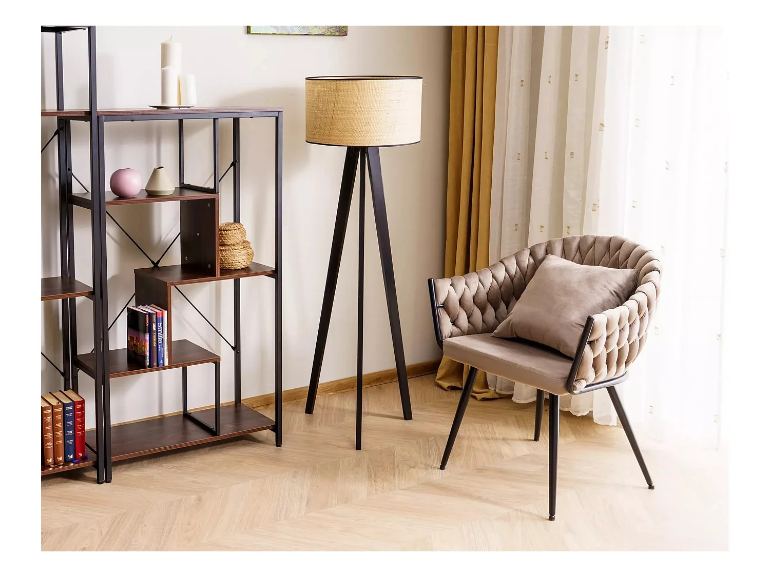 Chaise Nuvo/Velours et Métal/Beige