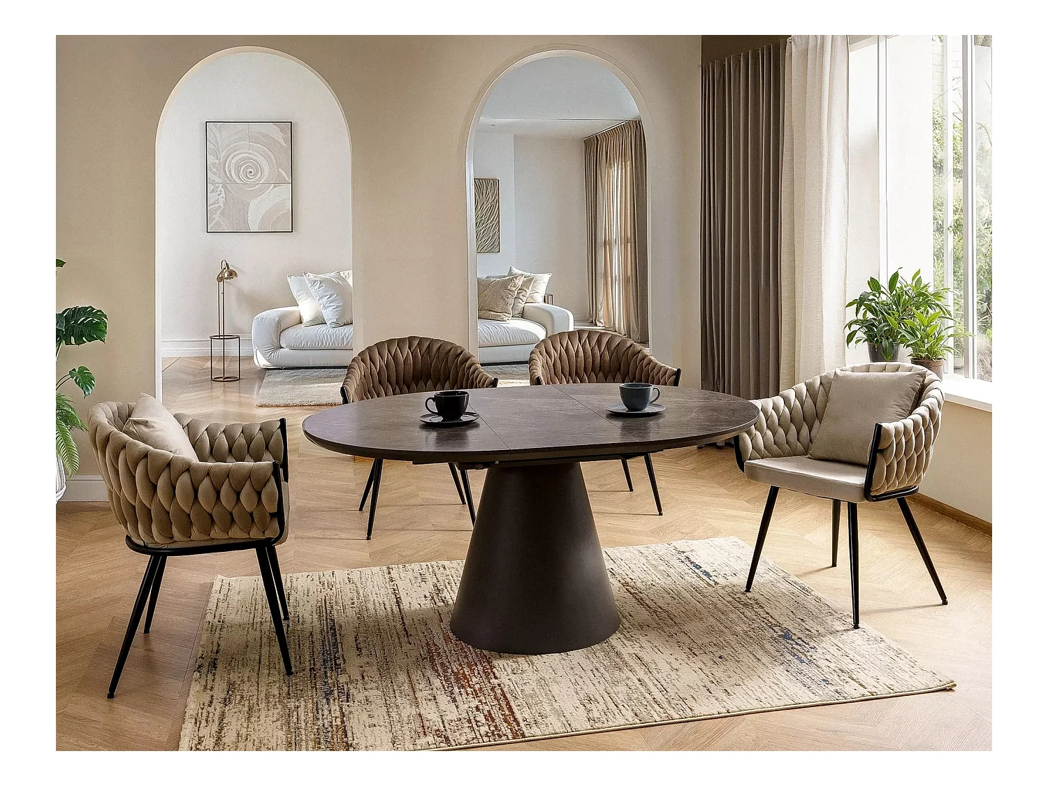 Chaise Nuvo/Velours et Métal/Beige