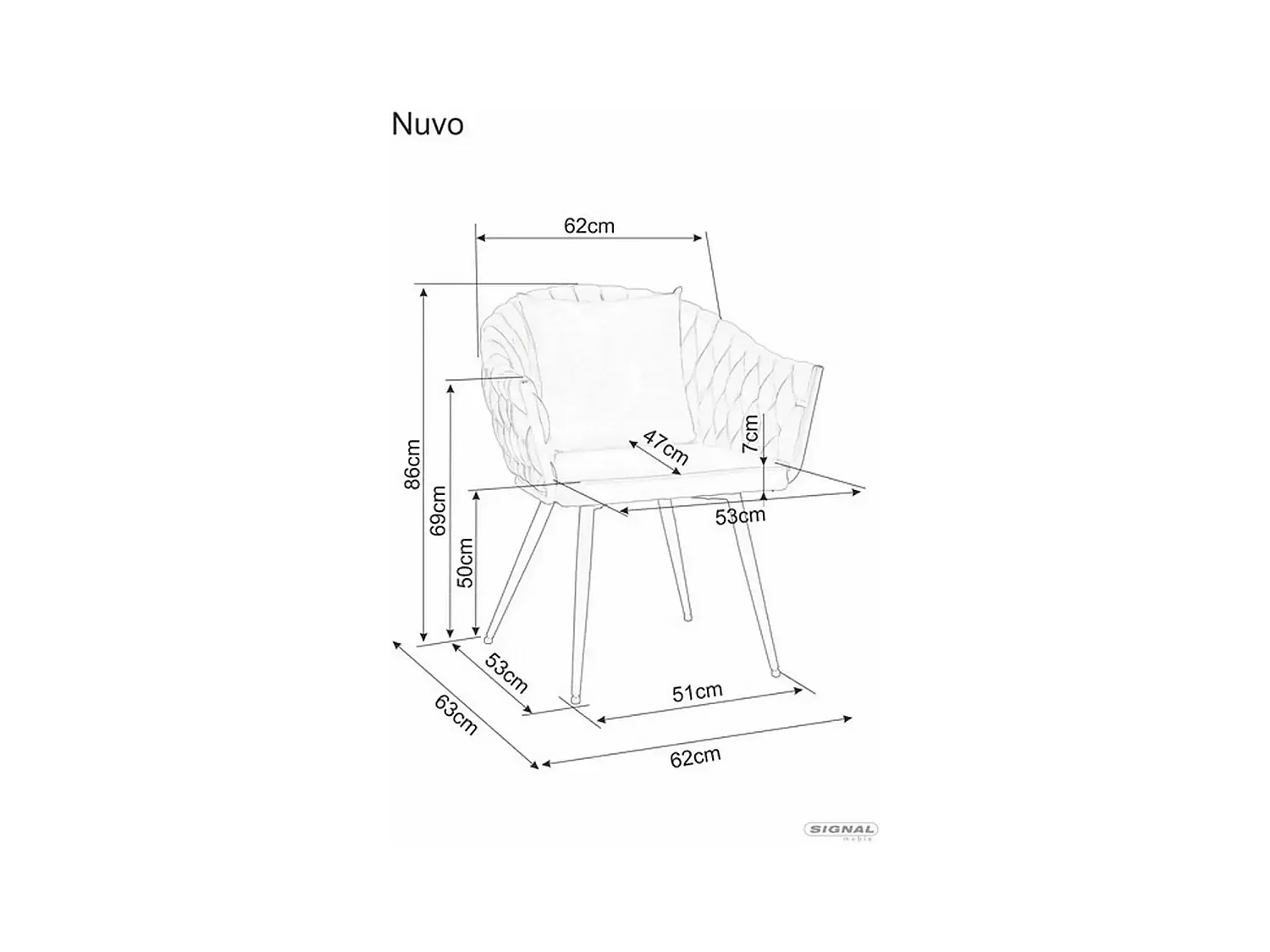 Chaise Nuvo/Velours et Métal/Beige
