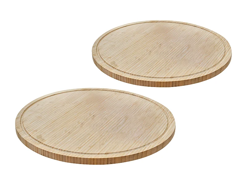 SVITA LUIGI Plateau en bambou 2 pièces, planche à découper, planche de cuisine, assiette de service, rainure à jus