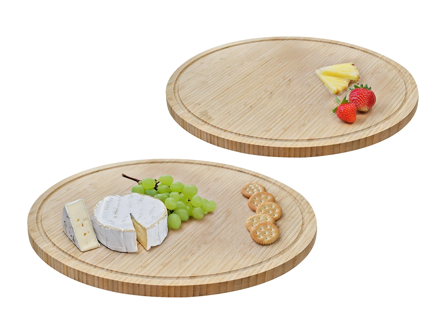 SVITA LUIGI Plateau en bambou 2 pièces, planche à découper, planche de cuisine, assiette de service, rainure à jus